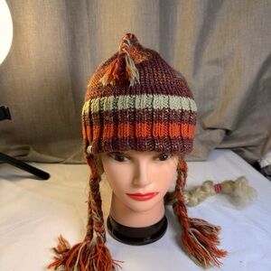 Columbia titanium Striped Knit Earflap Hat in Brown and Orange